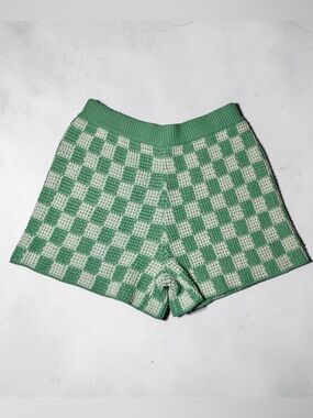 Baevely Green & White Checkered
Knit Shorts M